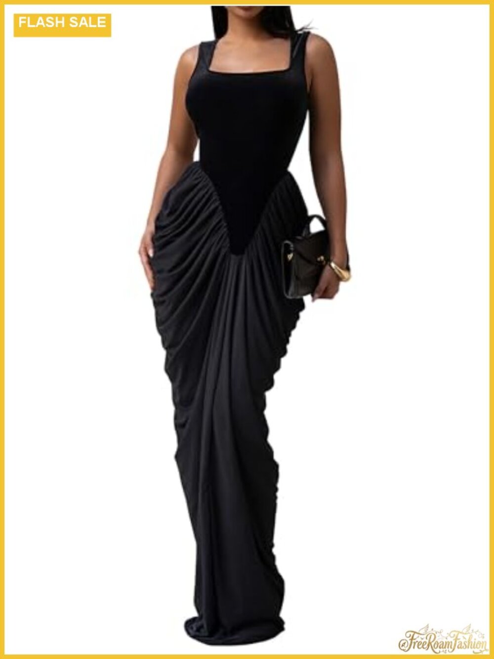 Women's Formal Cocktail Ruched Bodycon Maxi Dress